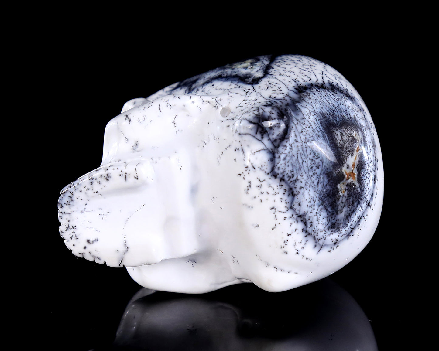 2.7" White Opal Hand Carved Crystal Skull Sculpture