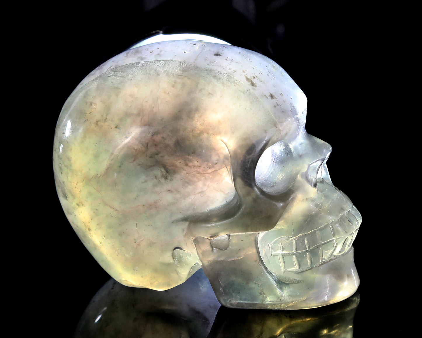 3.0" Fluorite Hand Carved Crystal Skull Sculpture