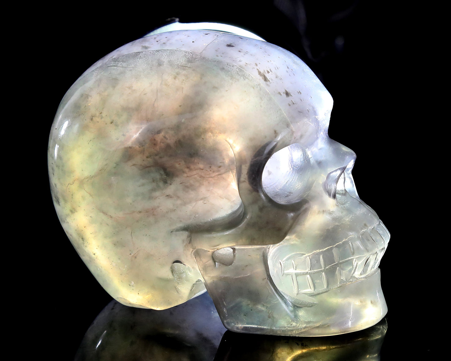 3.0" Fluorite Hand Carved Crystal Skull Sculpture