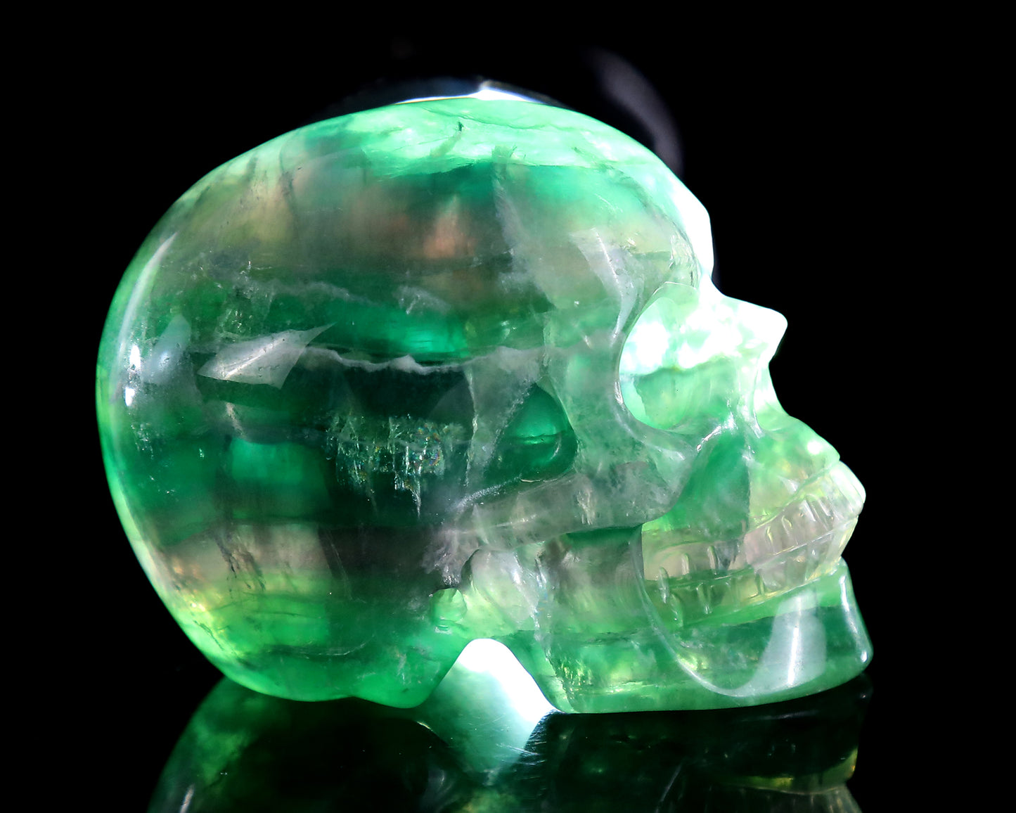 3.0" Fluorite Hand Carved Crystal Skull Sculpture