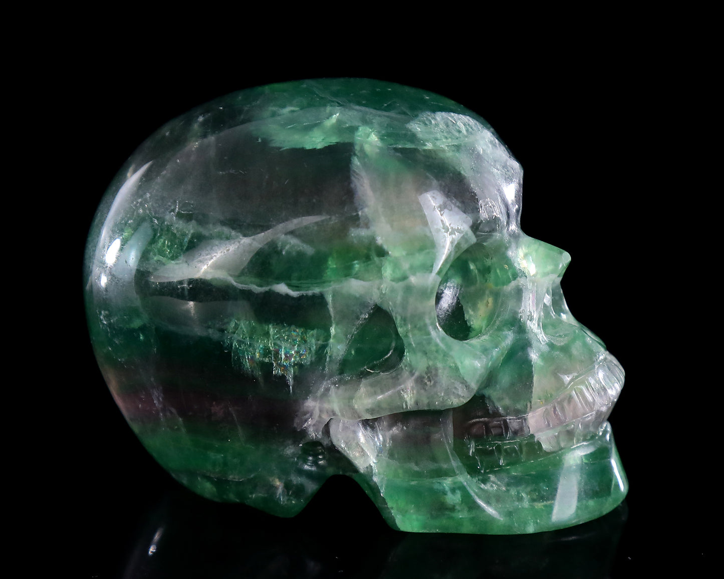 3.0" Fluorite Hand Carved Crystal Skull Sculpture