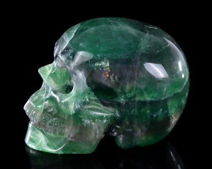 3.0" Fluorite Hand Carved Crystal Skull Sculpture