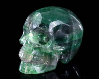 3.0" Fluorite Hand Carved Crystal Skull Sculpture