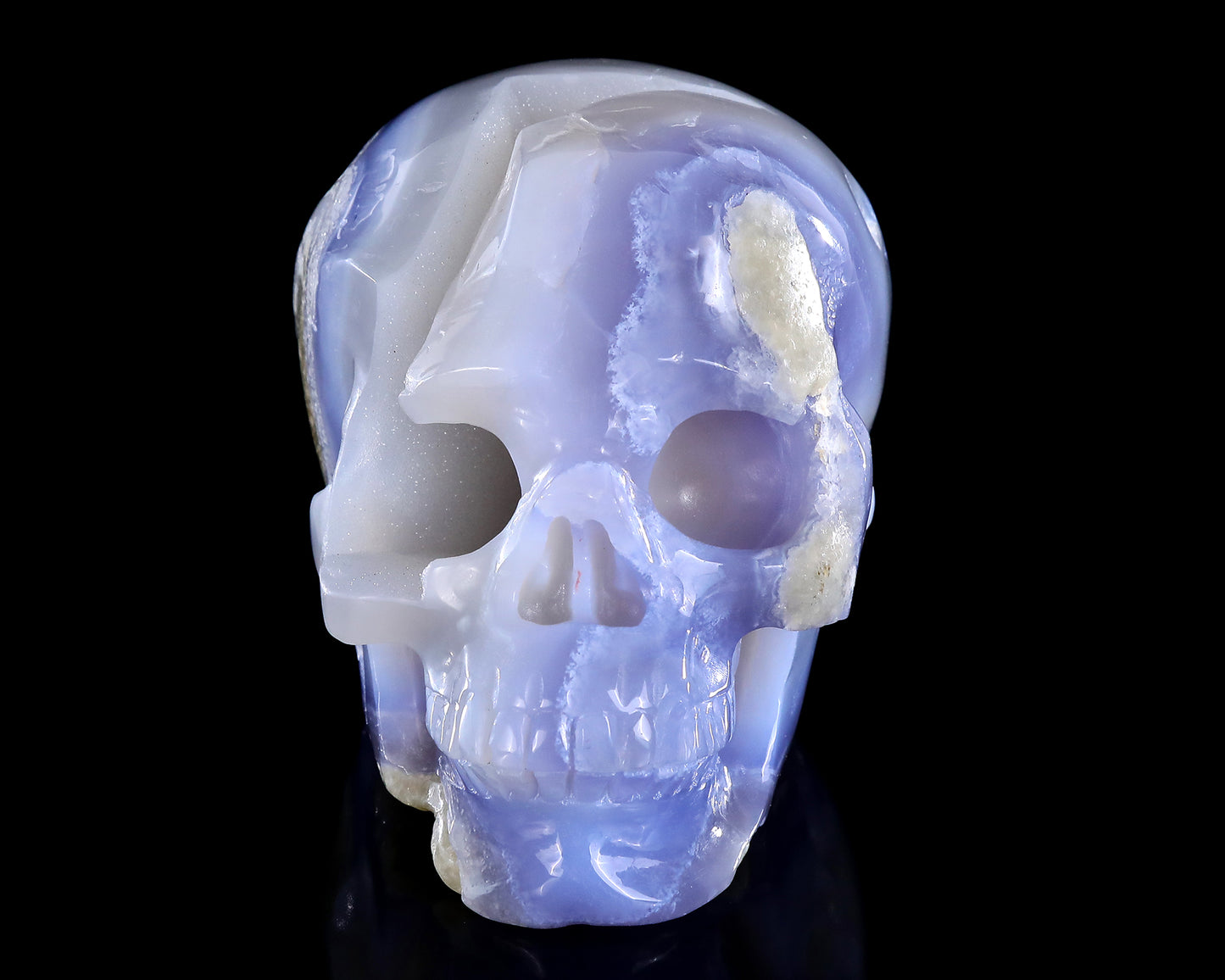 5.8" Blue Lace Agate Hand Carved Crystal Skull Sculpture