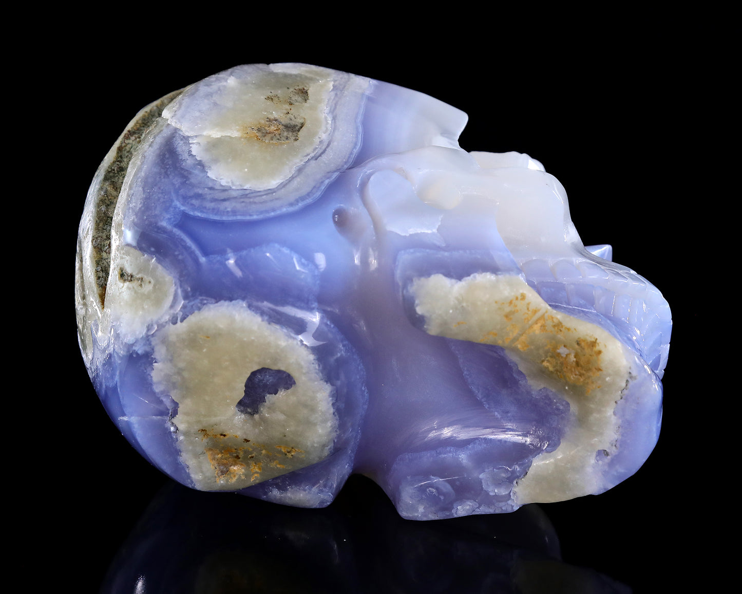 5.8" Blue Lace Agate Hand Carved Crystal Skull Sculpture