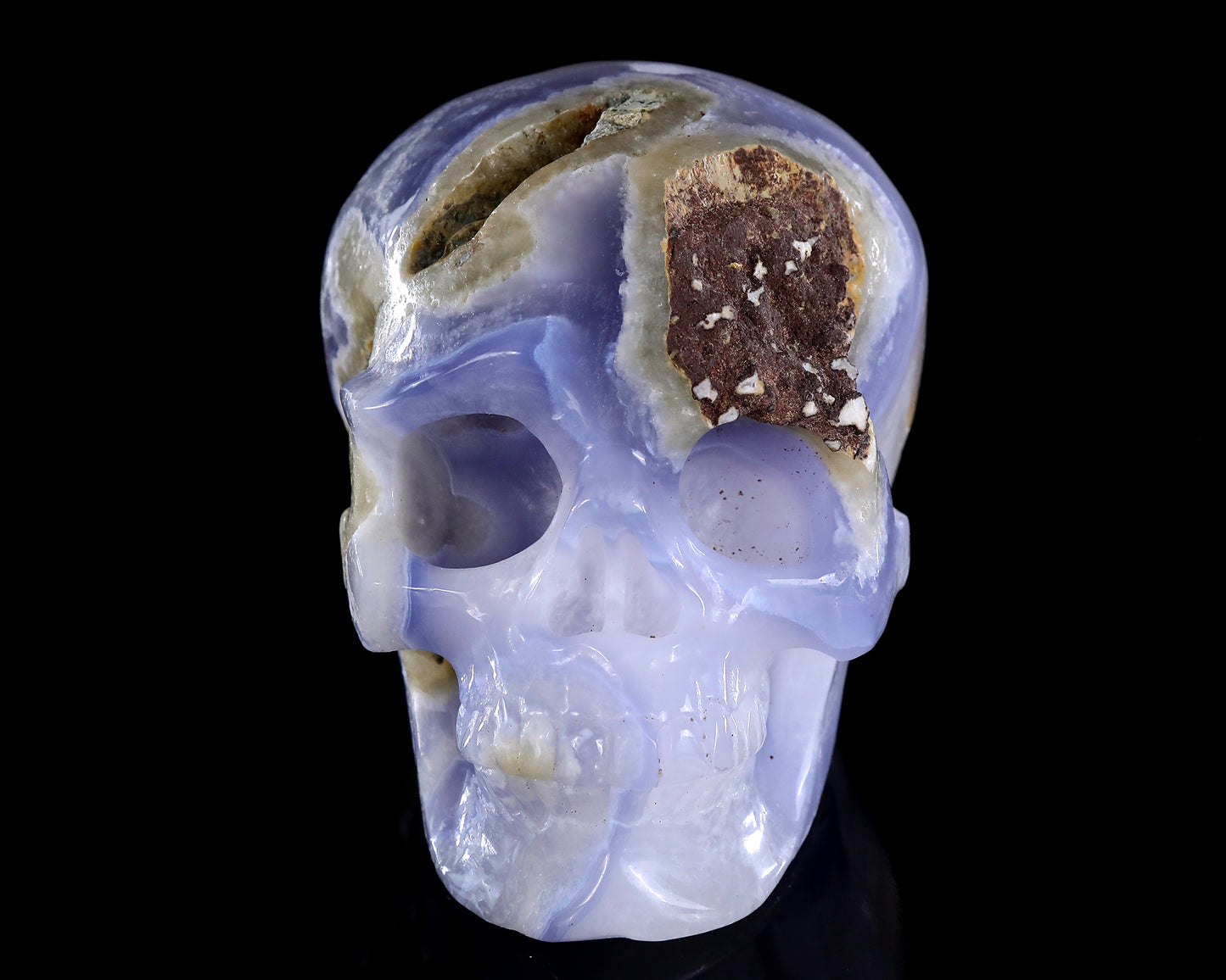 5.3" Blue Lace Agate Hand Carved Crystal Skull Sculpture