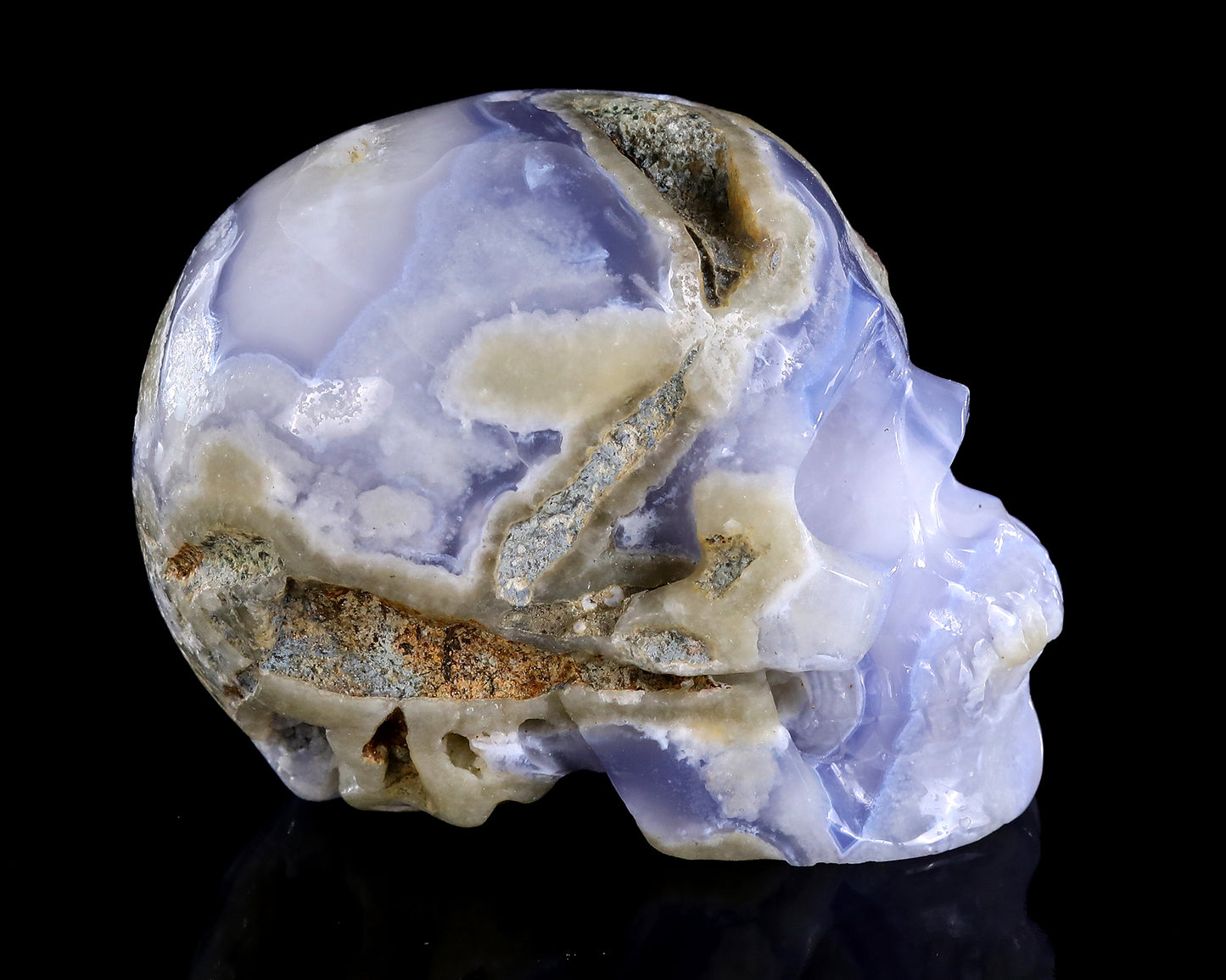 5.3" Blue Lace Agate Hand Carved Crystal Skull Sculpture