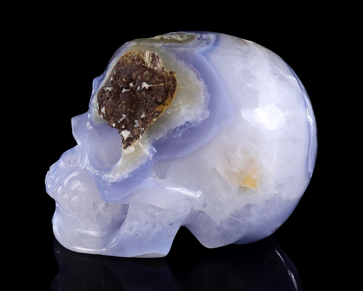 5.3" Blue Lace Agate Hand Carved Crystal Skull Sculpture