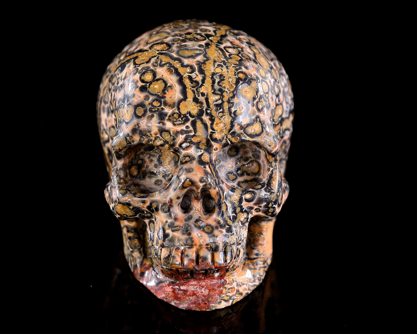 3.0" Leopard Skin Jasper Hand Carved Crystal Skull Sculpture