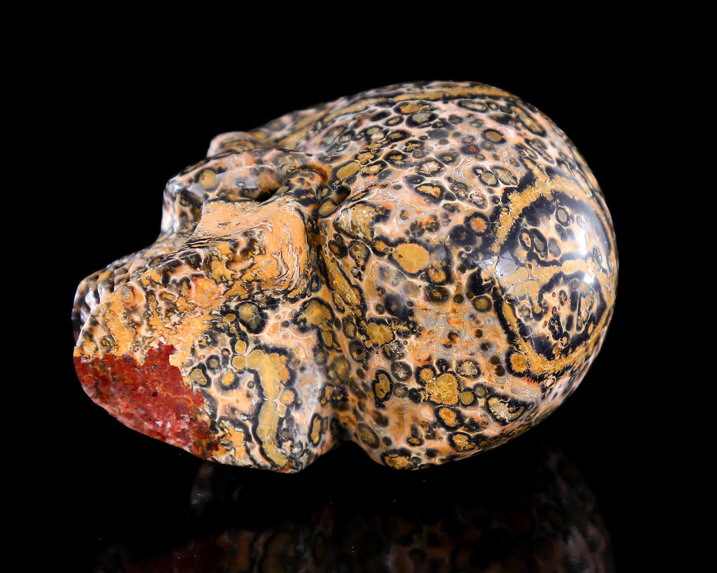 3.0" Leopard Skin Jasper Hand Carved Crystal Skull Sculpture