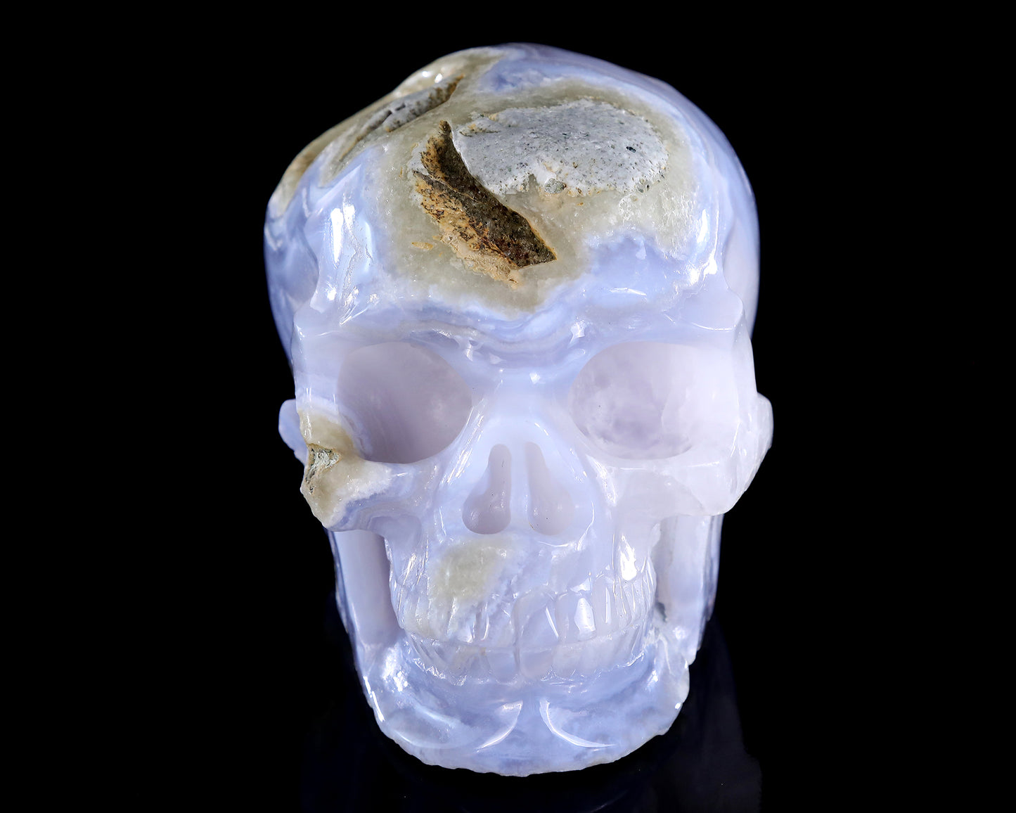 5.3" Blue Lace Agate Hand Carved Crystal Skull Sculpture