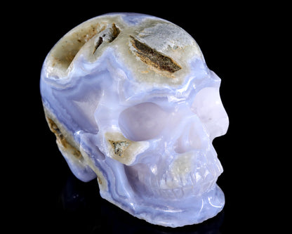 5.3" Blue Lace Agate Hand Carved Crystal Skull Sculpture