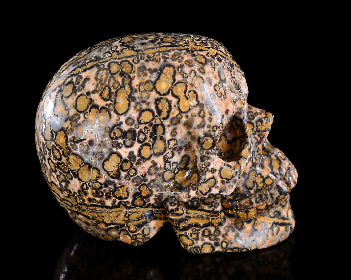 3.0" Leopard Skin Jasper Hand Carved Crystal Skull Sculpture