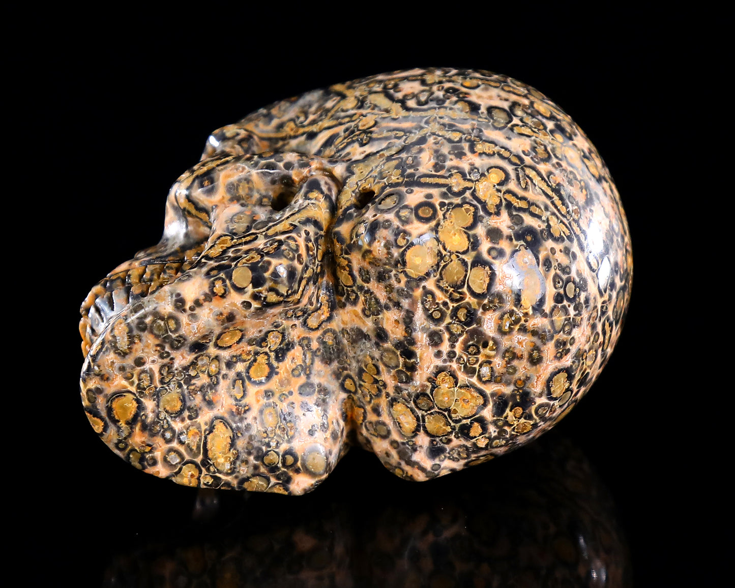 3.0" Leopard Skin Jasper Hand Carved Crystal Skull Sculpture