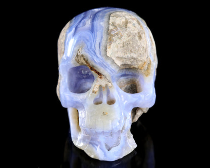 5.2" Blue Lace Agate Hand Carved Crystal Skull Sculpture