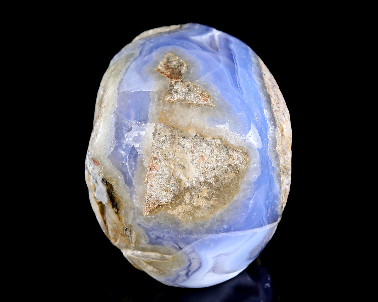 5.2" Blue Lace Agate Hand Carved Crystal Skull Sculpture