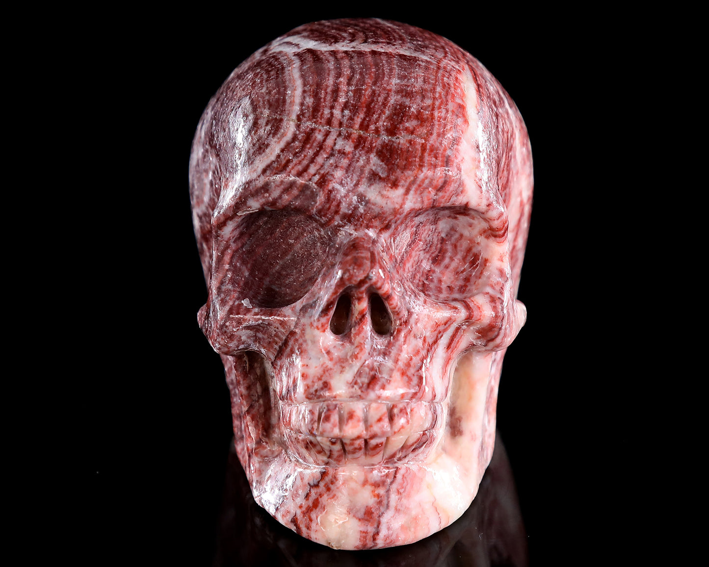 4.4" Red Zebra Agate Hand Carved Crystal Skull Sculpture