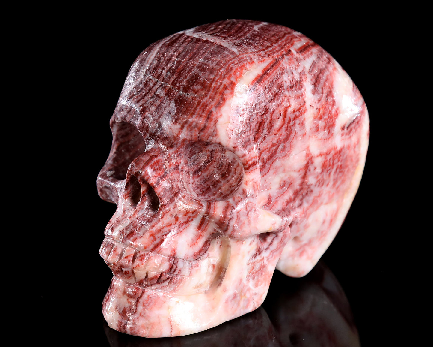 4.4" Red Zebra Agate Hand Carved Crystal Skull Sculpture