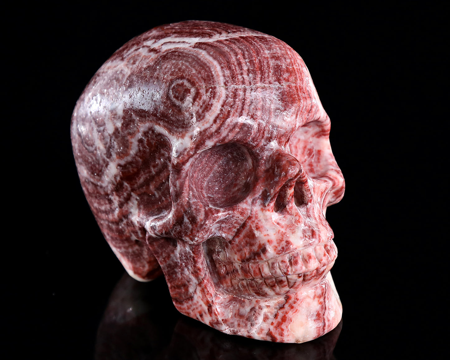 4.4" Red Zebra Agate Hand Carved Crystal Skull Sculpture