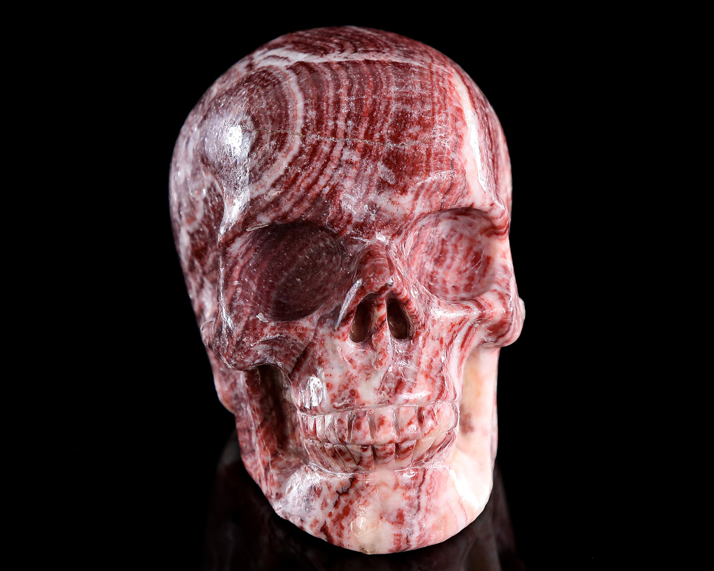 4.4" Red Zebra Agate Hand Carved Crystal Skull Sculpture