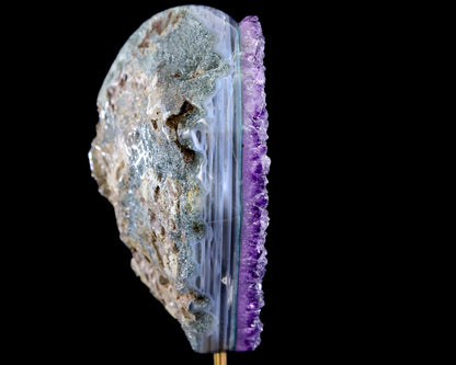 6.3" Amethyst Druse Agate Hand Carved Crystal Skull Sculpture