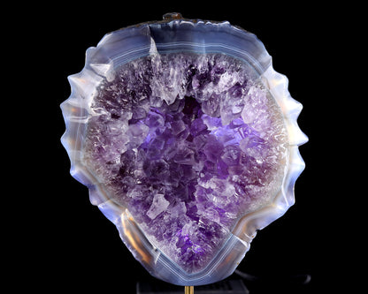 7.0" Amethyst Druse Agate Hand Carved Crystal Skull Sculpture