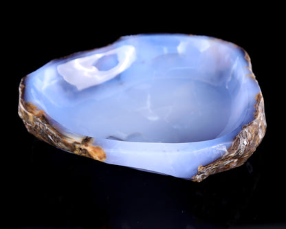 8.2" Blue Chalcedony Hand Carved Crystal Ashtray Fruit Tray