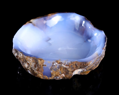 8.2" Blue Chalcedony Hand Carved Crystal Ashtray Fruit Tray