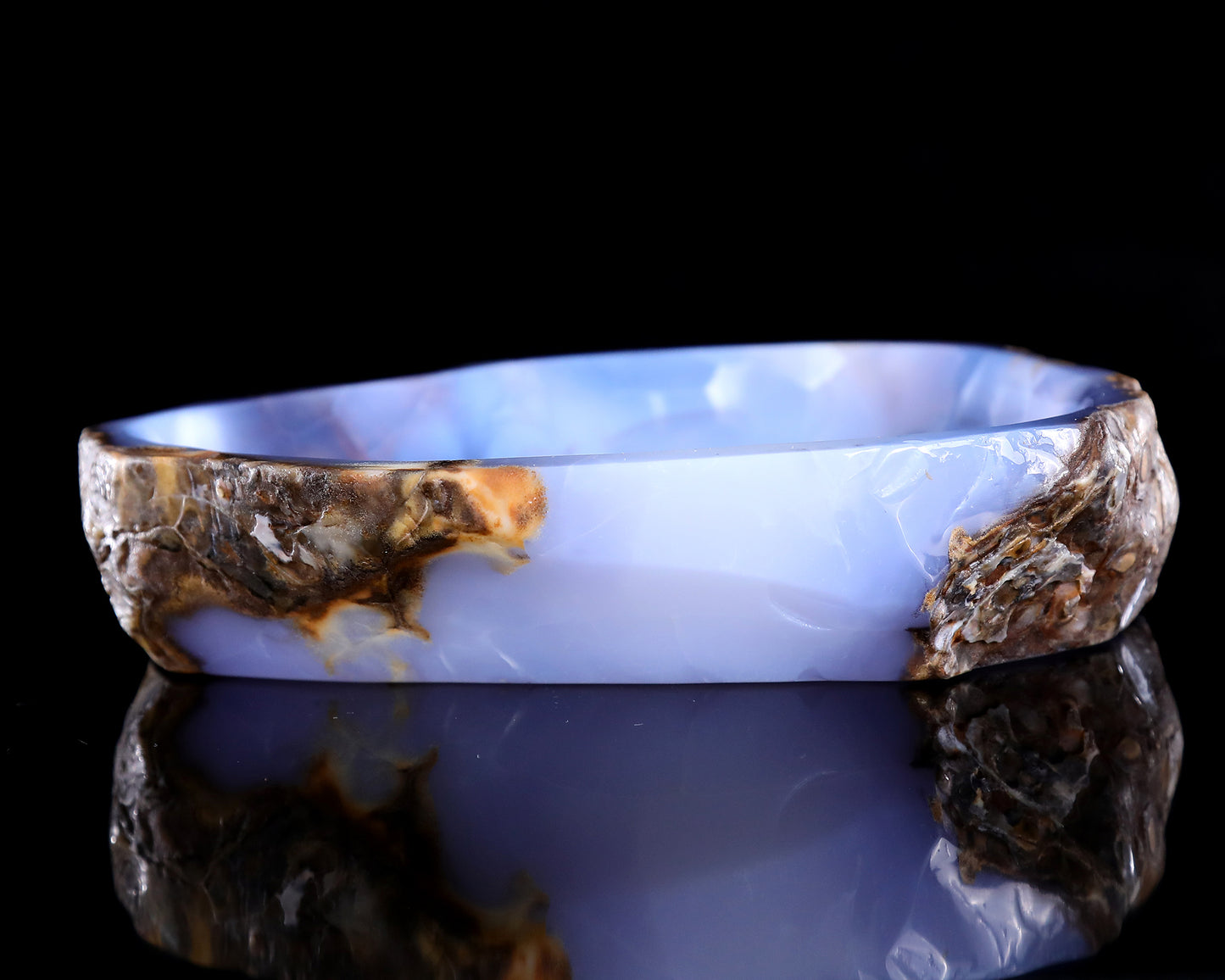 8.2" Blue Chalcedony Hand Carved Crystal Ashtray Fruit Tray