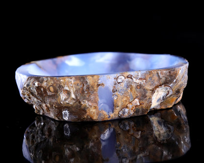 8.2" Blue Chalcedony Hand Carved Crystal Ashtray Fruit Tray