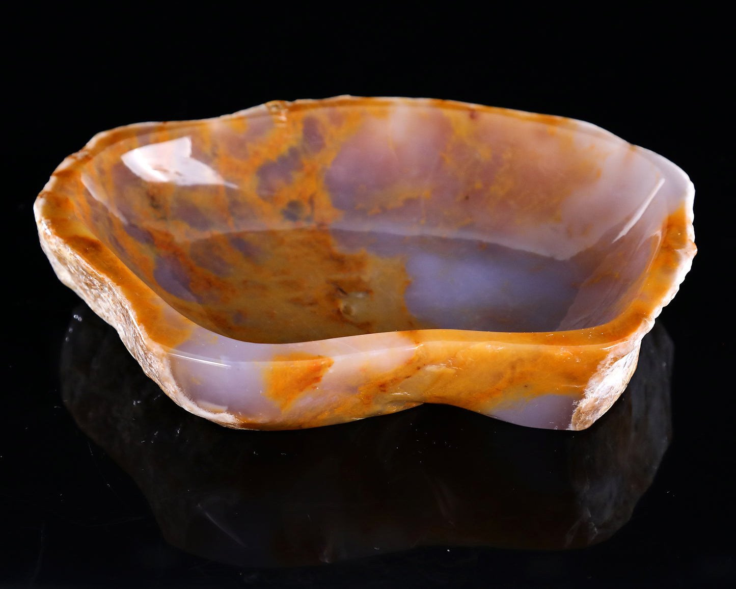 7.4" Chalcedony Hand Carved Crystal Ashtray Fruit Tray