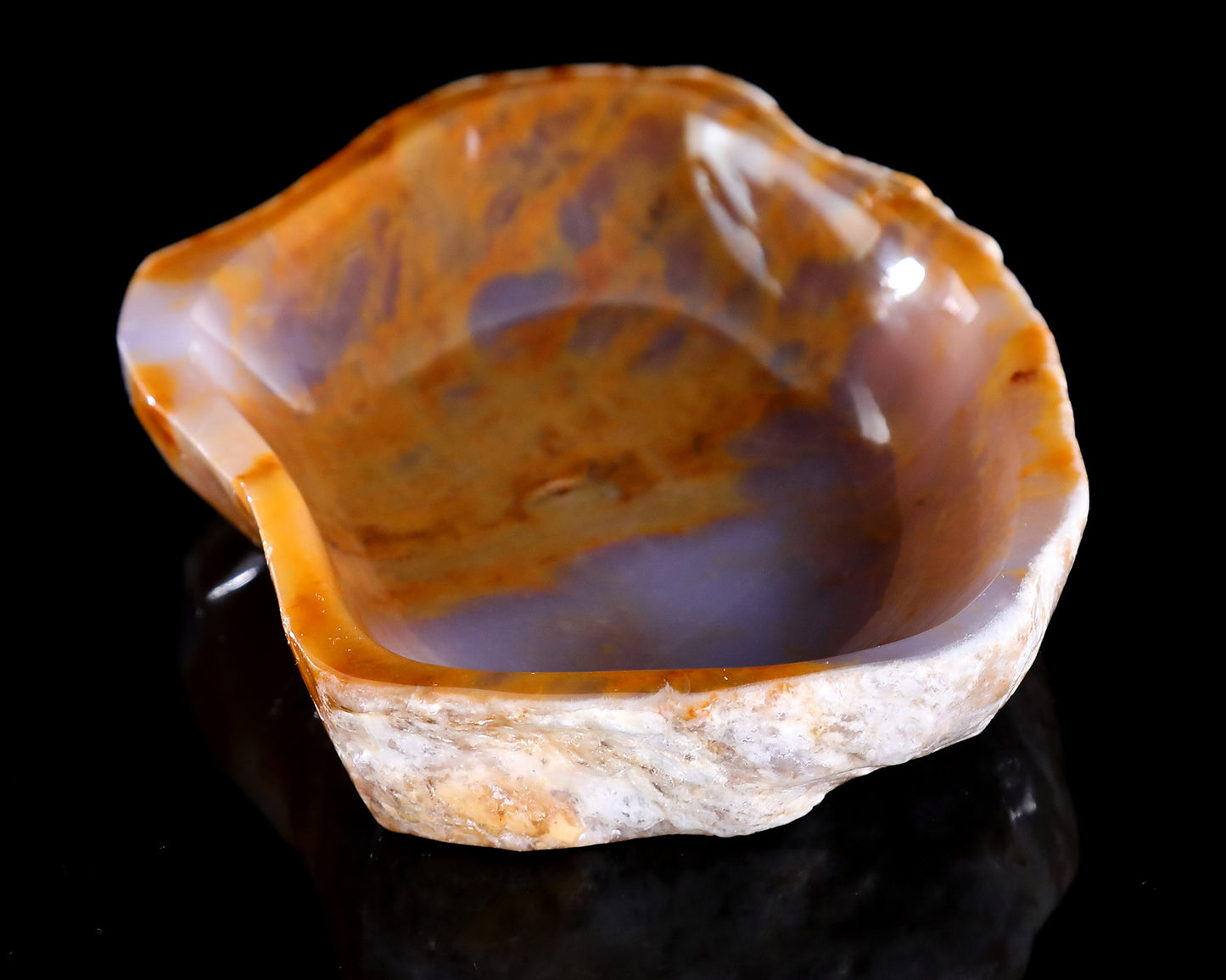 7.4" Chalcedony Hand Carved Crystal Ashtray Fruit Tray