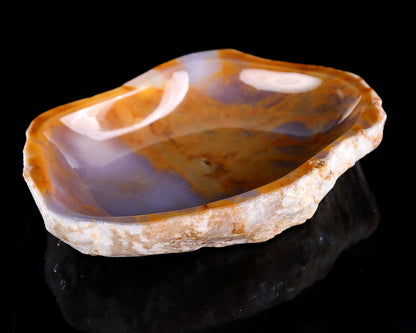 7.4" Chalcedony Hand Carved Crystal Ashtray Fruit Tray