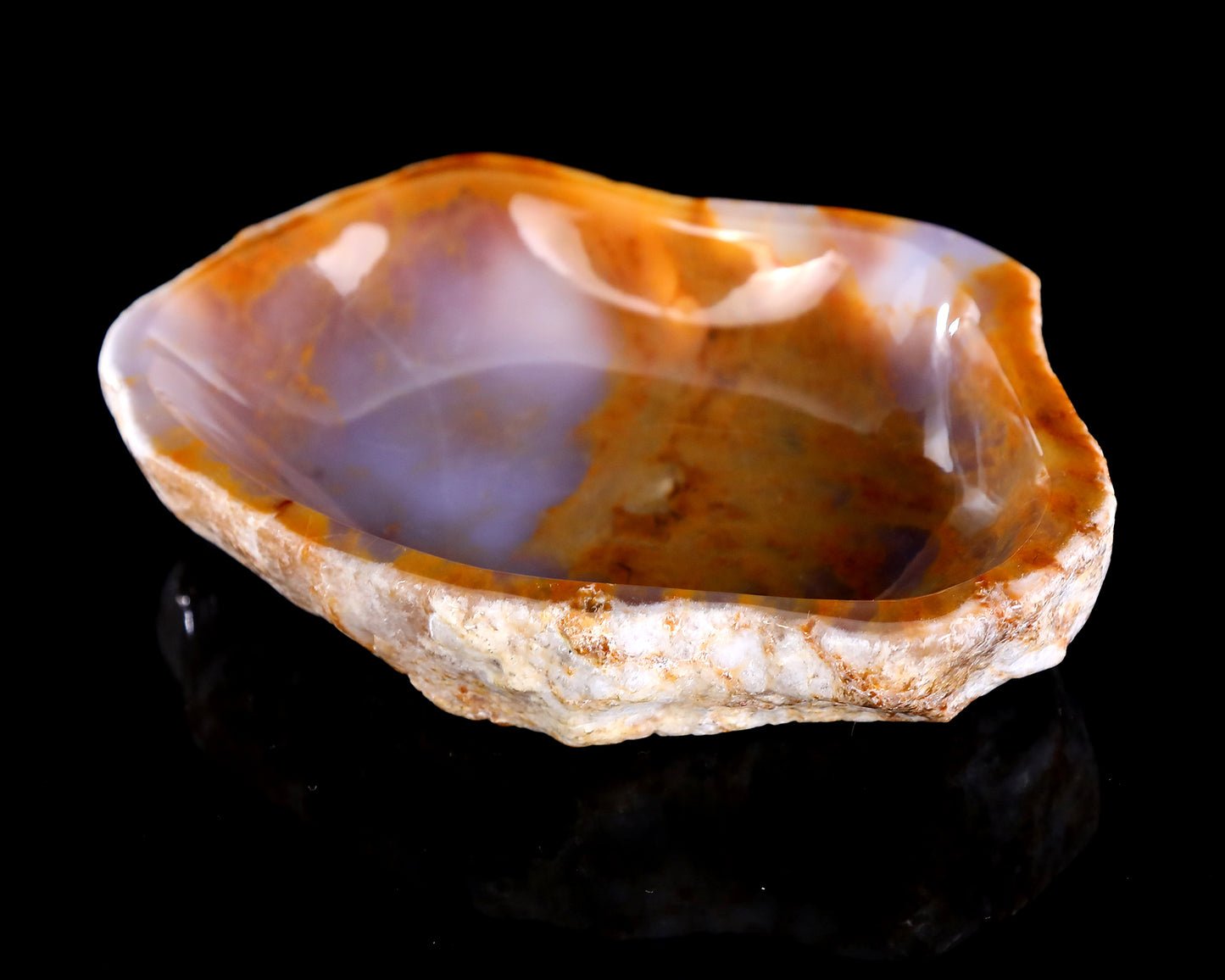 7.4" Chalcedony Hand Carved Crystal Ashtray Fruit Tray