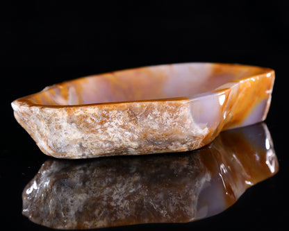 7.4" Chalcedony Hand Carved Crystal Ashtray Fruit Tray