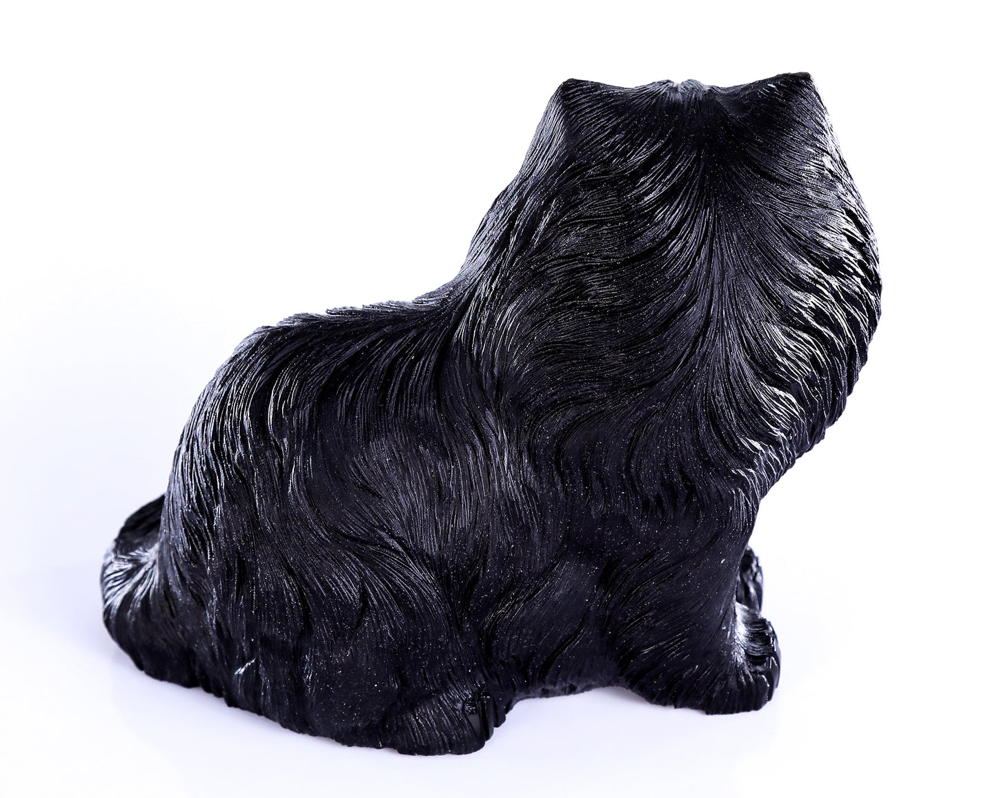 9.4" Black Obsidian Hand Carved Crystal Persian Sculpture