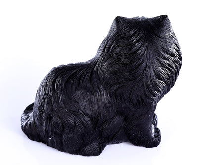 9.4" Black Obsidian Hand Carved Crystal Persian Sculpture