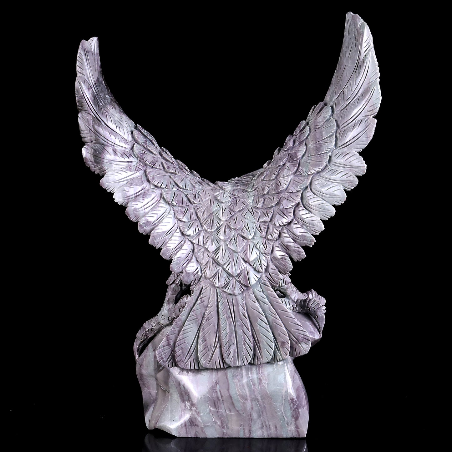 14.6" Jiulong Jade Hand Carved Crystal Eagle Sculpture