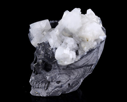 3.5" Quartz Rock Druse Hand Carved Crystal Skull Sculpture