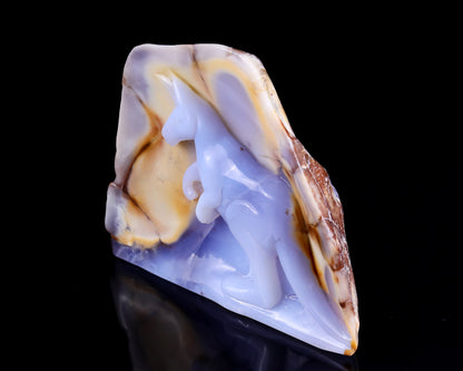 7.3" Blue Chalcedony Hand Carved Crystal Kangaroo Sculpture