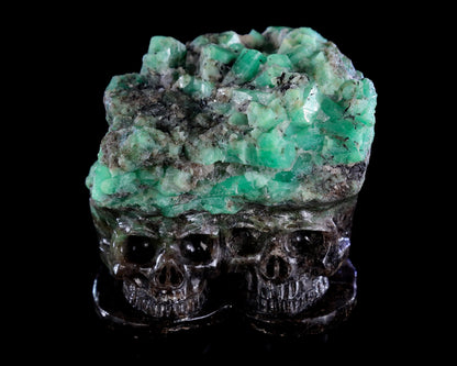 5.0" Emerald Hand Carved Crystal Skulls Sculpture