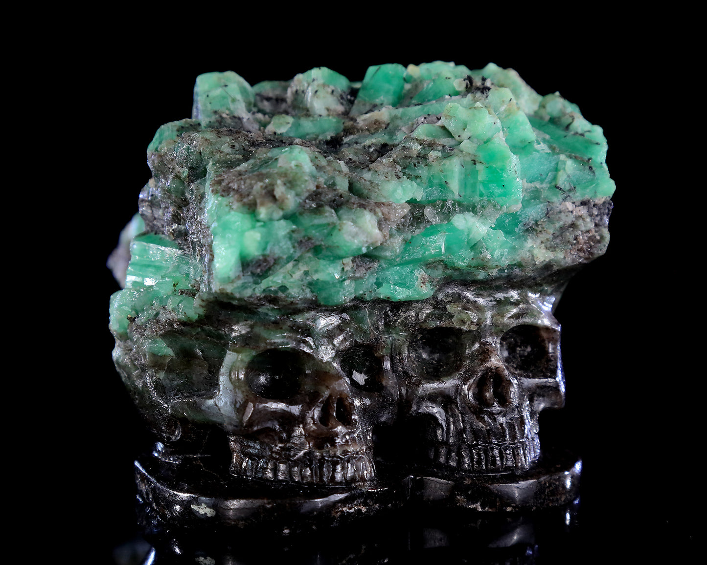 5.0" Emerald Hand Carved Crystal Skulls Sculpture