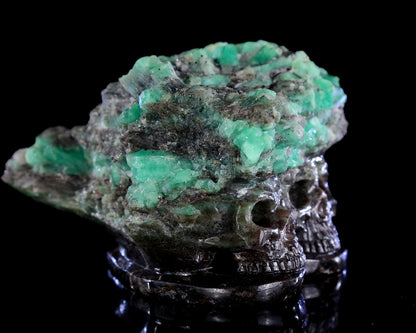 5.0" Emerald Hand Carved Crystal Skulls Sculpture