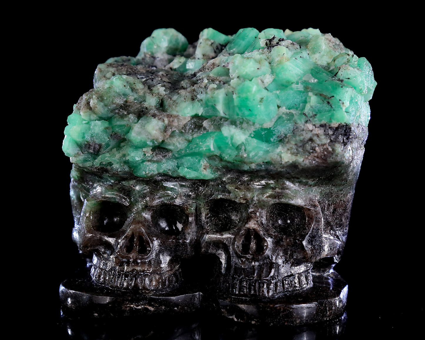 5.0" Emerald Hand Carved Crystal Skulls Sculpture