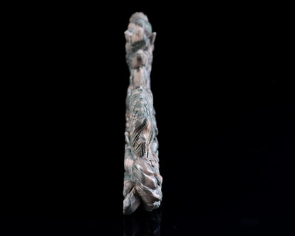 13" Jiulong Jade Hand Carved Crystal Dragon Sculpture