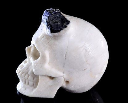 3.8" Natural Black Tourmaline Hand Carved Crystal Skull Sculpture