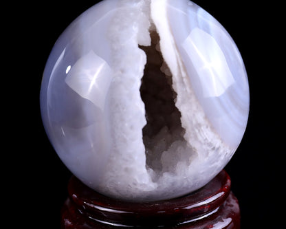 75mm Geode Agate Hand Carved Crystal Sphere