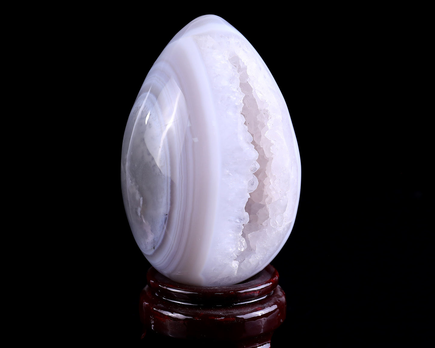 120mm Geode Agate Hand Carved Crystal Egg