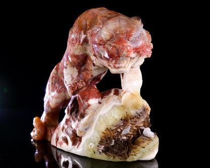 Amazing 7.6" Chalcedony Hand Carved Crystal Tiger Sculpture