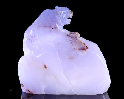 Amazing 6.9" Blue Chalcedony Hand Carved Crystal Tiger Sculpture